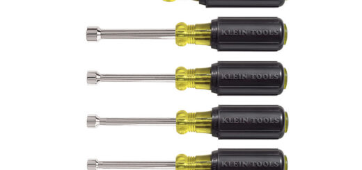 Seven Klein cushion-grip manual nut drivers with fixed shafts