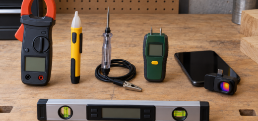 AI-generated editorial illustration of electric testers and measuring tools