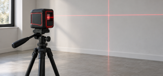 AI-generated editorial illustration of laser level