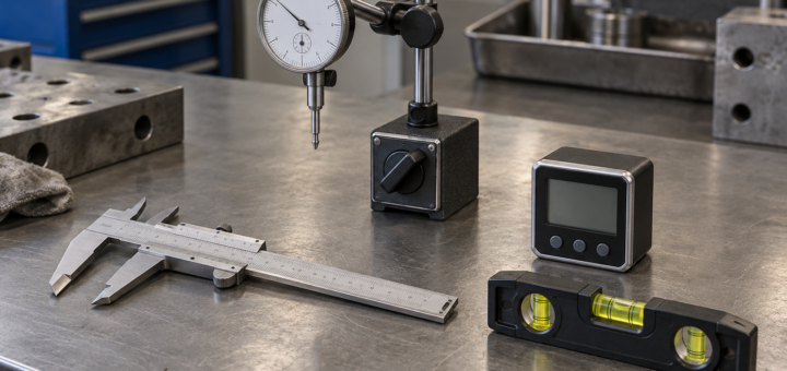 AI-generated editorial illustration of measuring inspection tools