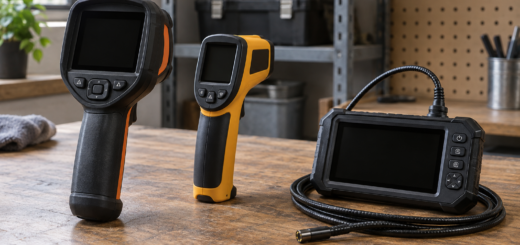 AI-generated editorial illustration of thermal inspection instruments