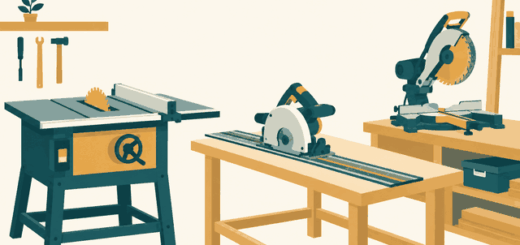 Editorial illustration of workshop saws