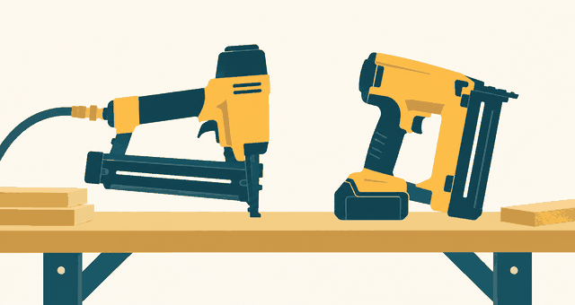 Editorial illustration of nail guns