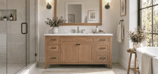 Bathroom vanity cabinet with sink and mirror