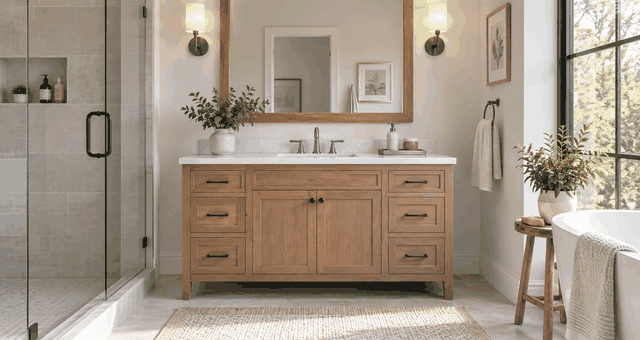 Bathroom vanity cabinet with sink and mirror